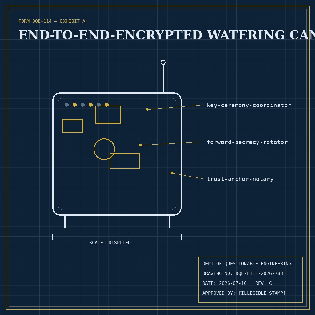 End-to-End-Encrypted Watering Can — official prototype photograph